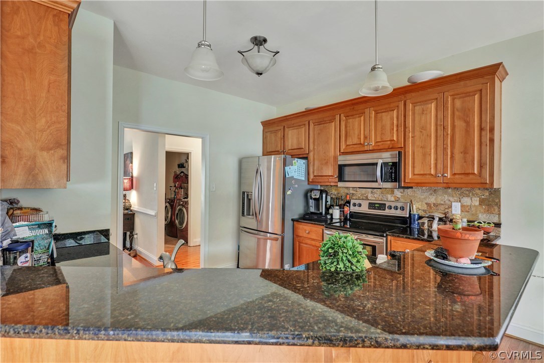 4112 Hidden Valley Road Chester, VA 23831 - Photo 6 of 29 a kitchen with stainless steel appliances granite countertop a refrigerator a stove top oven a sink and dishwasher