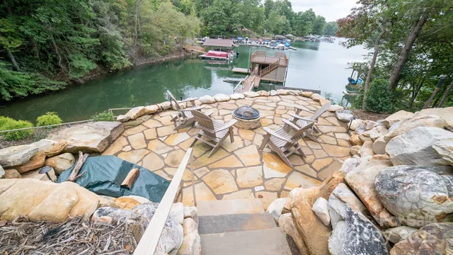 a wooden floor with a lake view