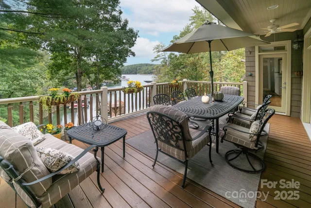 a view of a patio on the deck
