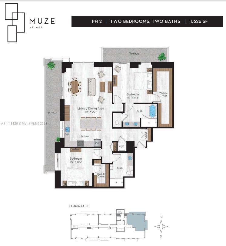340 Southeast 3rd Street, Unit PH2 Miami, FL 33131 - Photo 2 of 54 a picture of a floor plan