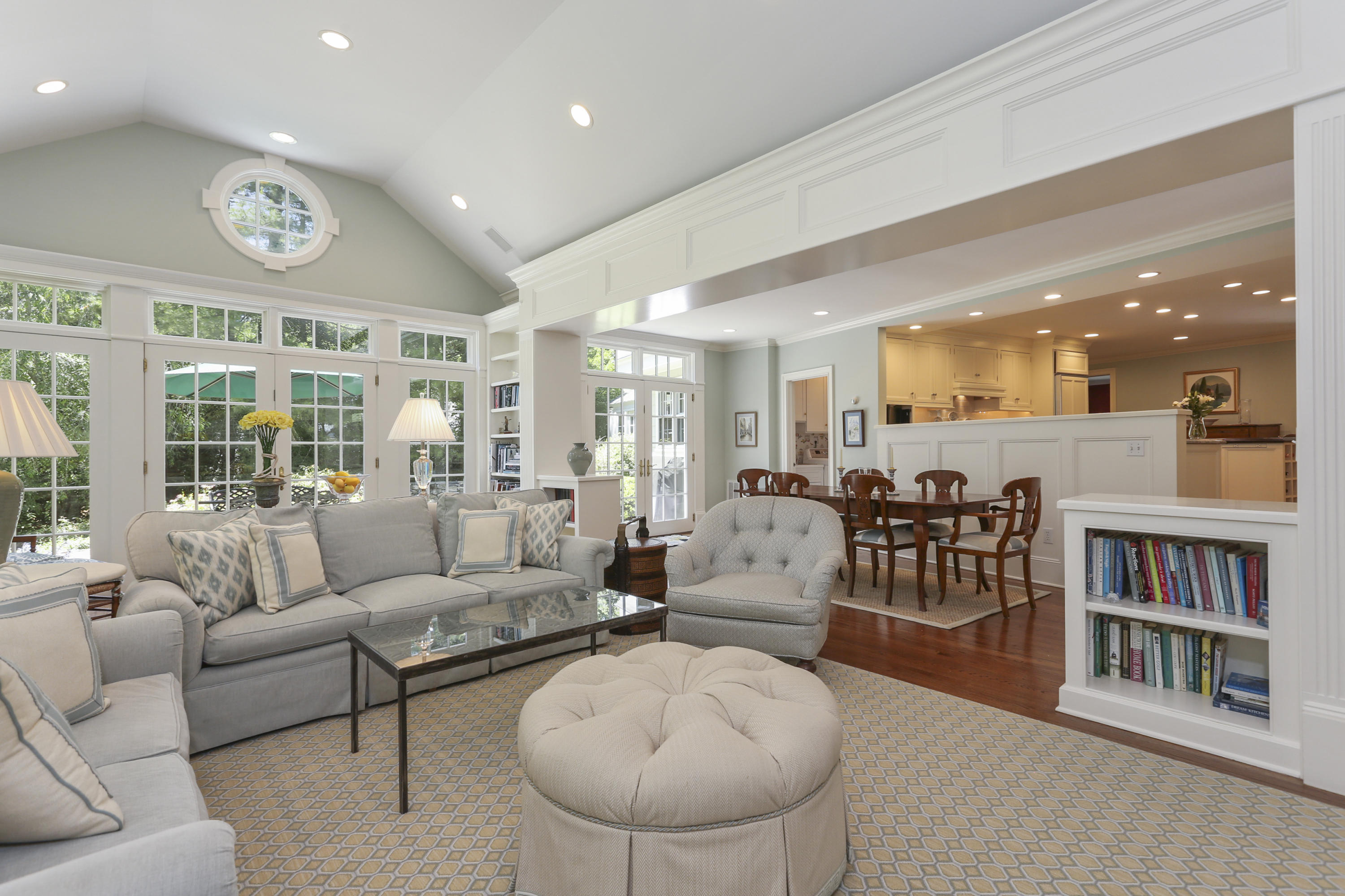 10 Deepwood Road Darien, CT 06820 - Photo 12 of 38 a living room with furniture and a large mirror with wooden floor