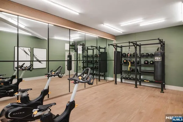 a view of a room with gym equipment