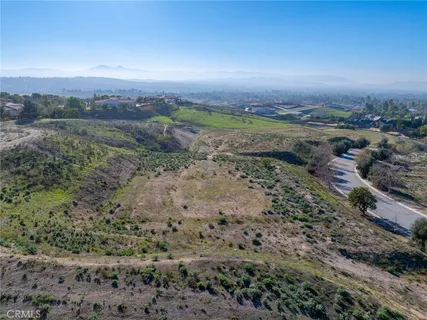 a view of a dry yard with wooden fence