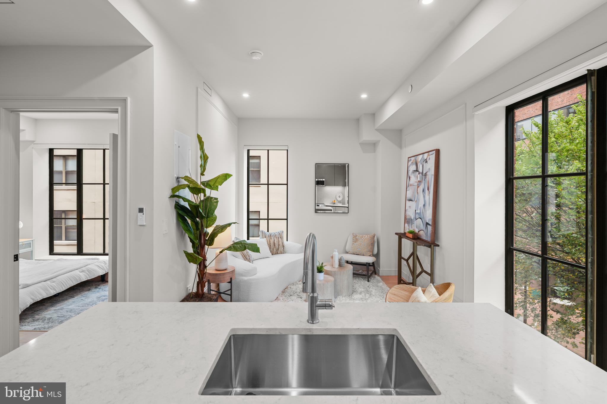 2121 Ward Place Northwest, Unit 406 Washington, DC 20037 - Photo 6 of 20 a living room with furniture and a potted plant