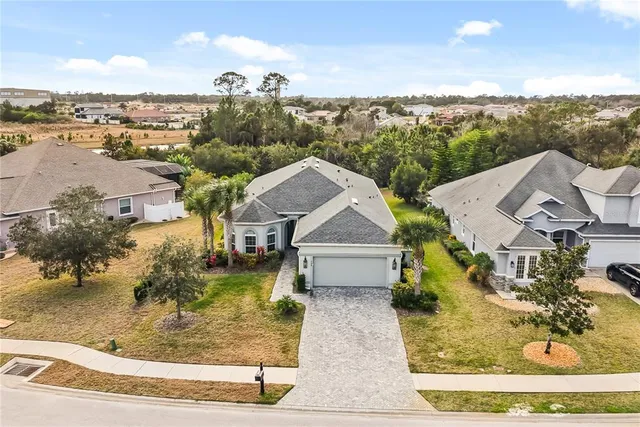 an aerial view of a house