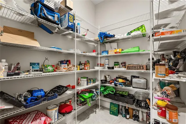 a store room with lots of different kinds of food