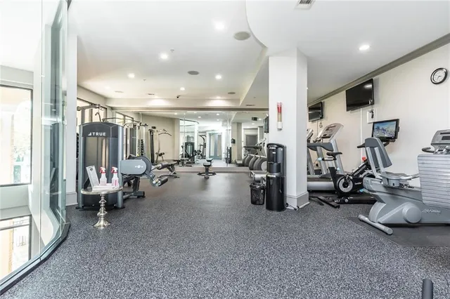 a view of a room with gym equipment