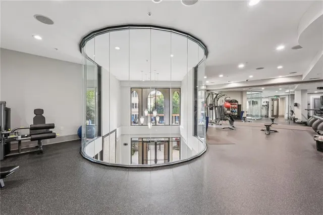 a view of a room with gym equipment