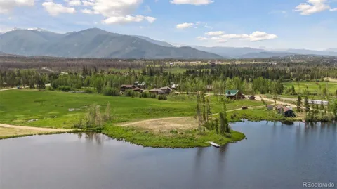 a view of a lake with a mountain in the background