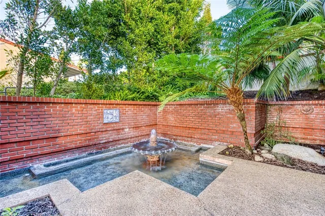 a view of a bench in a yard