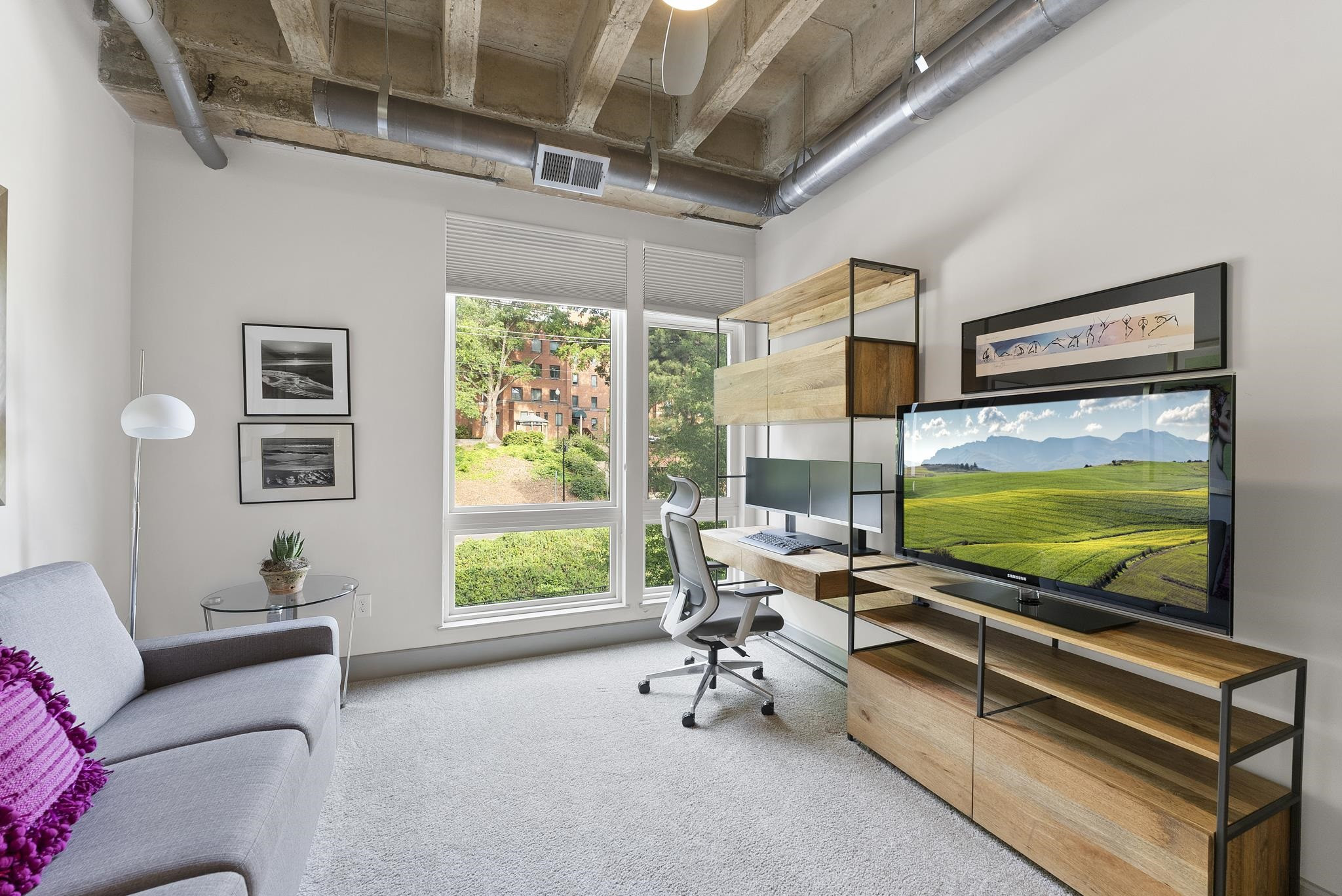 1300 St Marys Street, Unit 306 Raleigh, NC 27605 - Photo 9 of 30 a living room with furniture and a flat screen tv