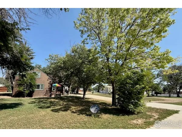 a view of a yard with an trees