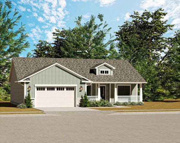 front view of a house with a yard