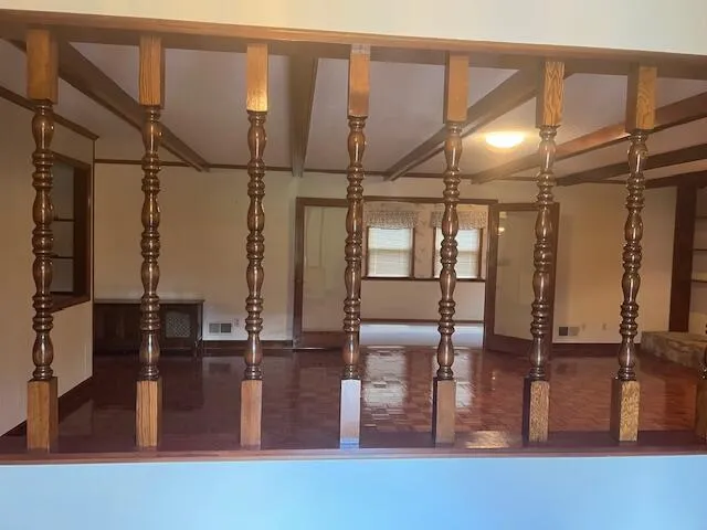 an empty room with windows