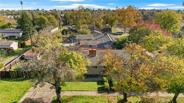 a view of a house with a small yard