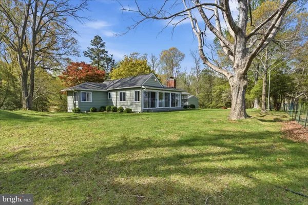 a view of a yard with an trees