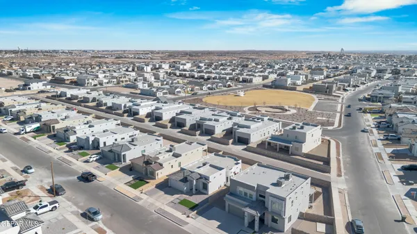 an aerial view of multiple house