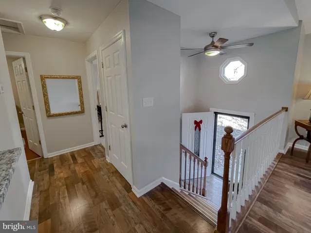a view of a chandelier in a room