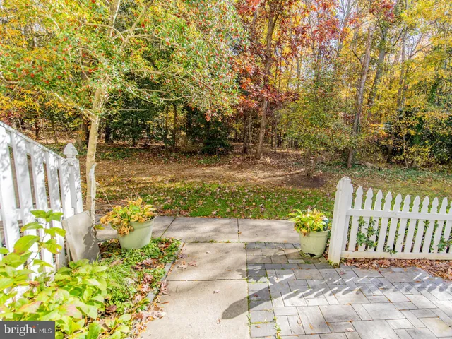 a view of a pathway with a flower garden