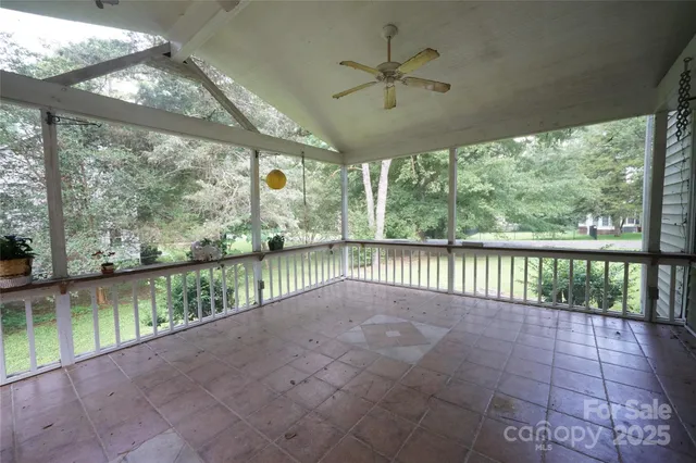 a view of a building from a balcony