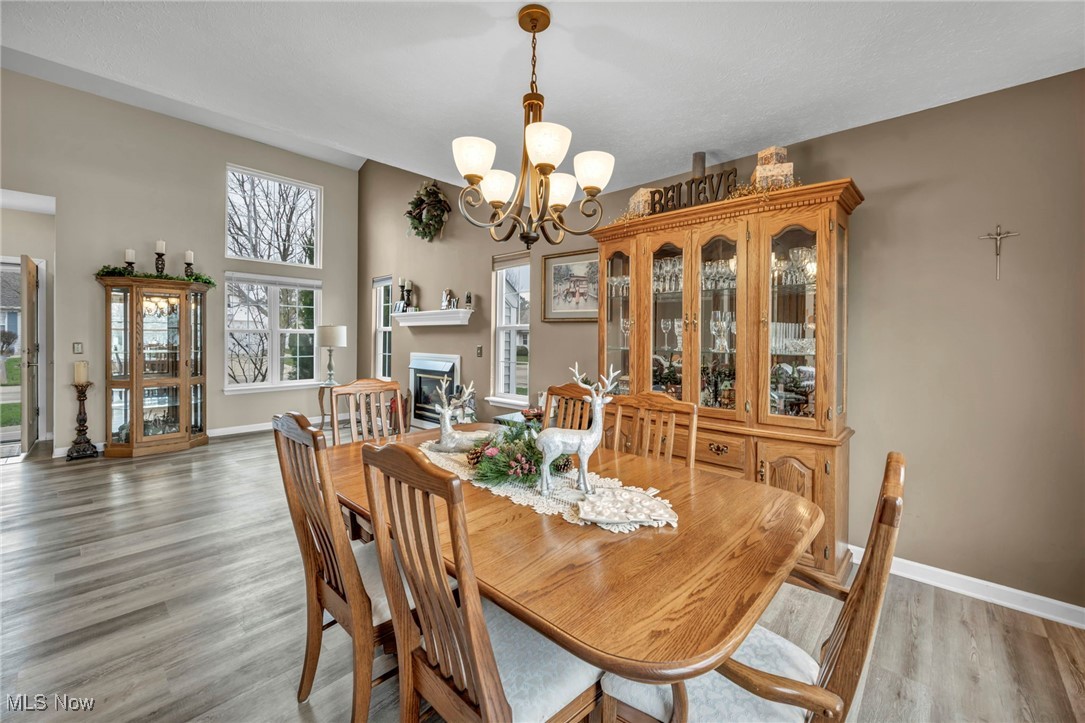 3887 Reeves Lane Medina, OH 44256 - Photo 14 of 42 Dining room with light wood-type flooring and a notable chandelier