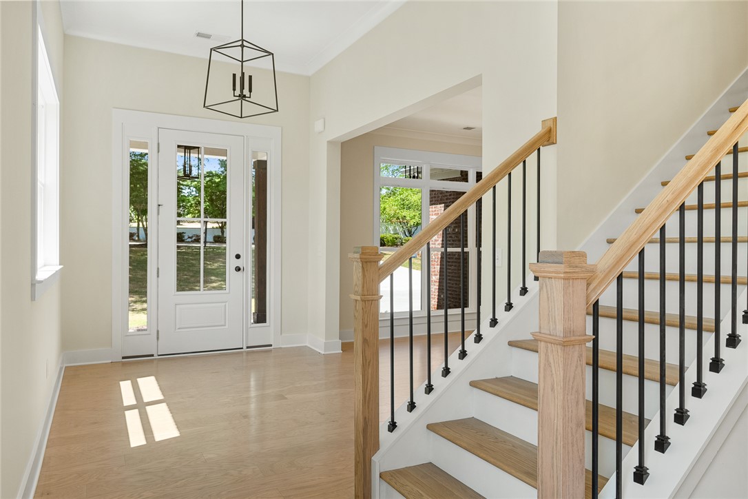100 Garden Gate Drive Anderson, SC 29621 - Photo 4 of 43 The bright entry welcomes you with beautiful hardwood floors and an inviting staircase.
