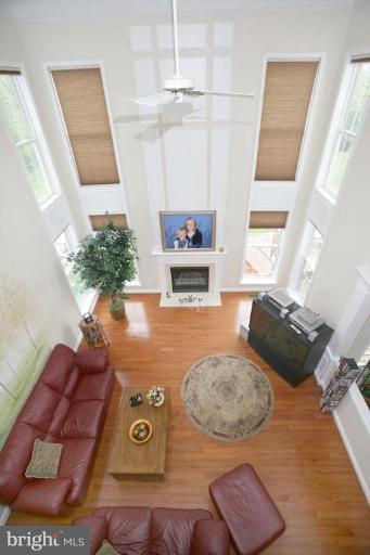2-Story Family Room View from stair bridge