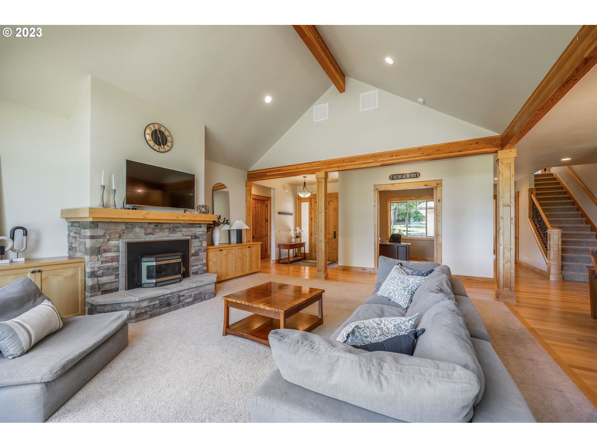 40091 Deerhorn Road Springfield, OR 97478 - Photo 7 of 46 a living room with furniture and a fireplace