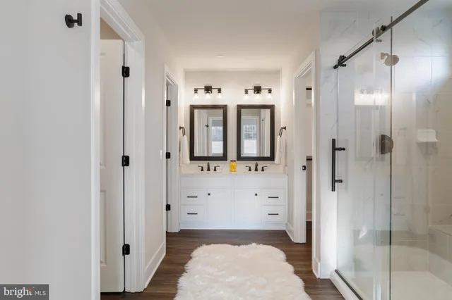 a bathroom with shower