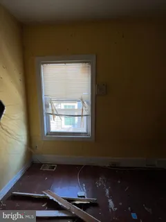 a view of a backyard with large trees