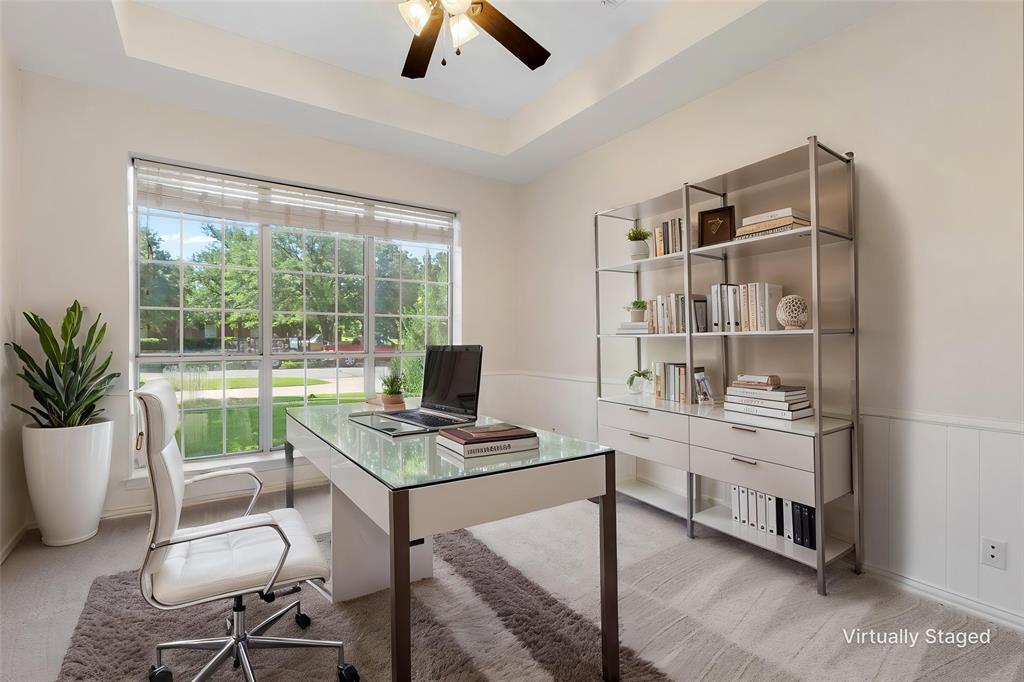 609 Seville Road Denton, TX 76205 - Photo 18 of 39 Bedroom downstairs, off entry & living. Virtually staged as Home Office.
