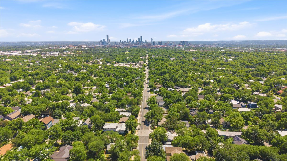4900 Duval Street Austin, TX 78751 - Photo 23 of 25 Aerial view capturing the property’s placement within an established 78751 neighborhood near Hyde Park, North Loop, UT, and Downtown Austin. A strong location for buyers seeking Central Austin access and future flexibility.