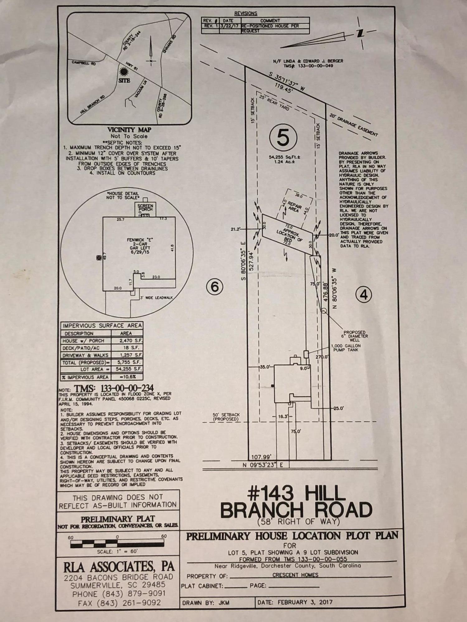 143 Hill Branch Road Ridgeville, SC 29472 - Photo 37 of 37 Plot Plan