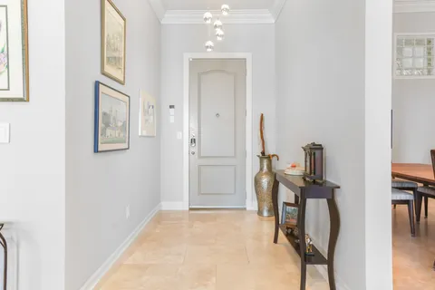 a view of a hallway with workspace