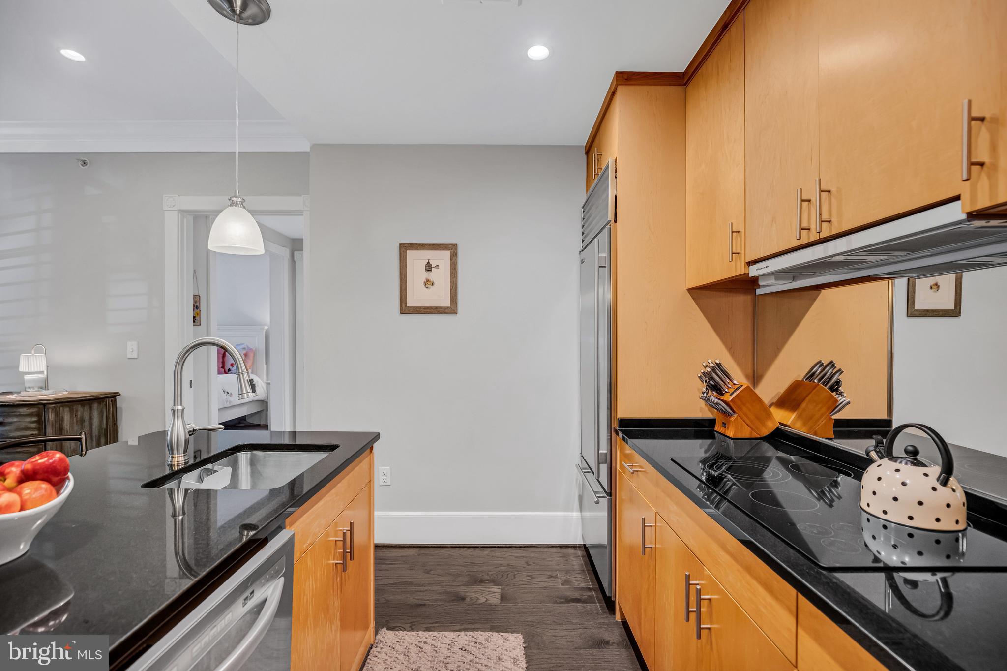 910 Powhatan Street, Unit 104N Alexandria, VA 22314 - Photo 14 of 60 a kitchen with stainless steel appliances granite countertop a sink stove and cabinets