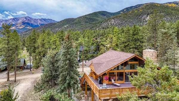 an aerial view of a house