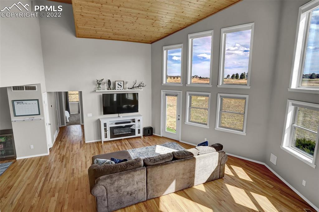 545 Struthers Loop Colorado Springs, CO 80921 - Photo 15 of 44 a living room with furniture fireplace and flat screen tv