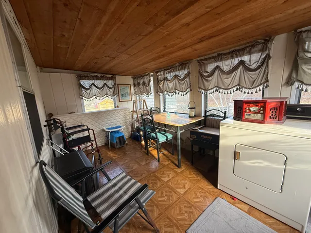 a storage room with washer and dryer