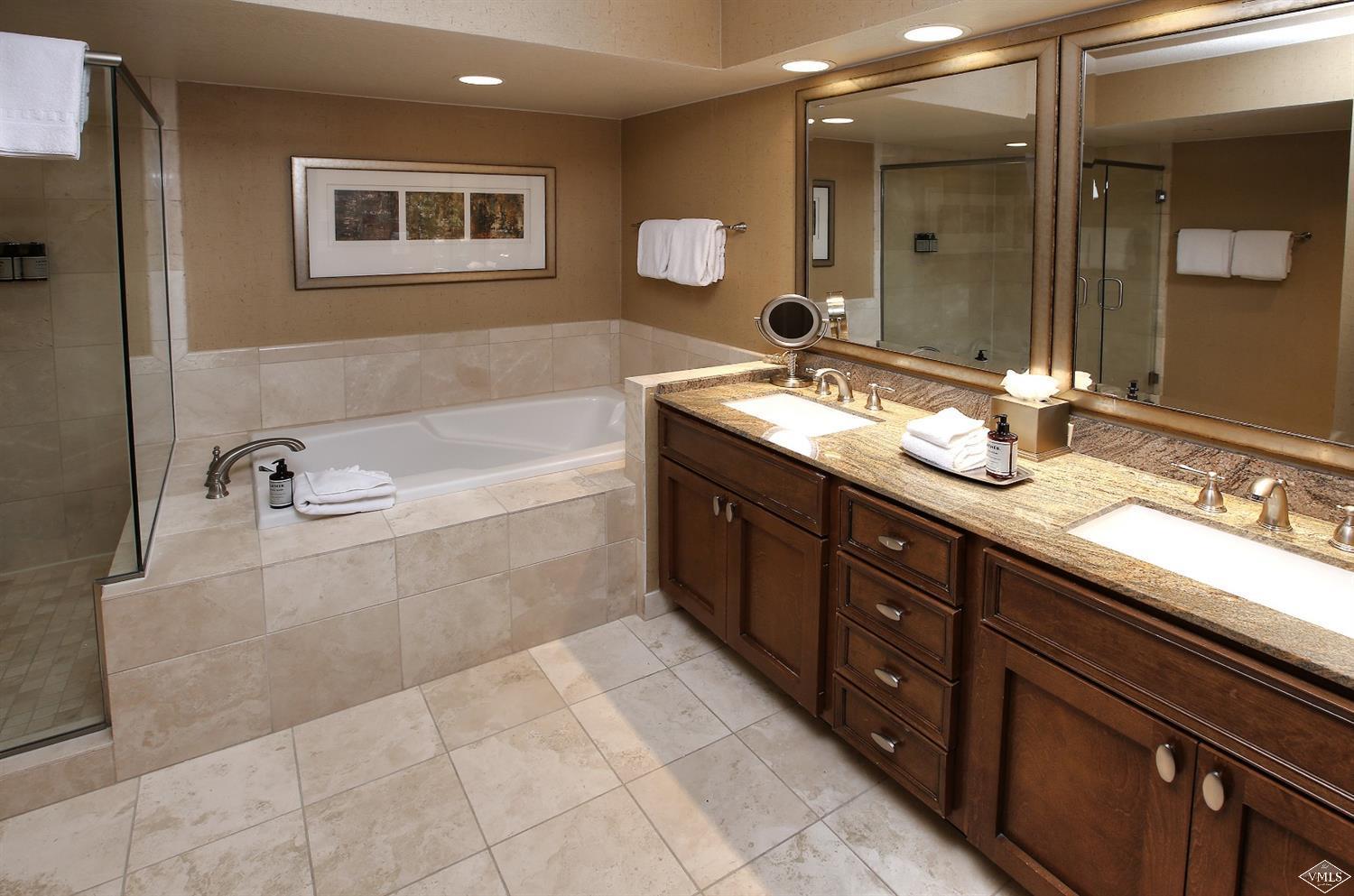 210 Offerson Road, Unit 209 WEEK 11 Beaver Creek, CO 81620 - Photo 9 of 37 a spacious bathroom with a tub sink and mirror