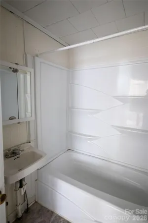 a bathroom with a bathtub