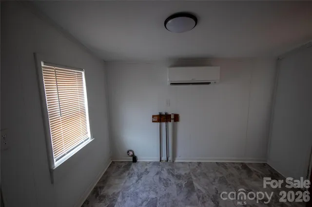 a view of a room with a window