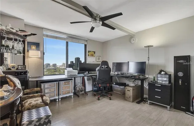 a view of a workspace with kitchen