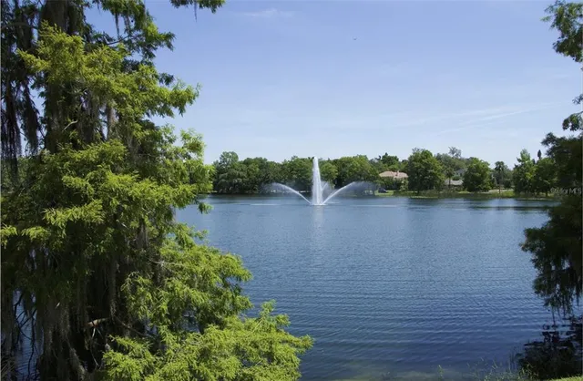 a view of a lake with houses