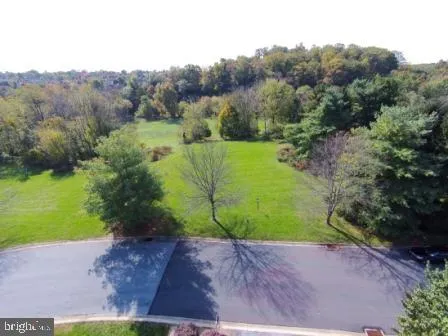 an aerial view of a yard