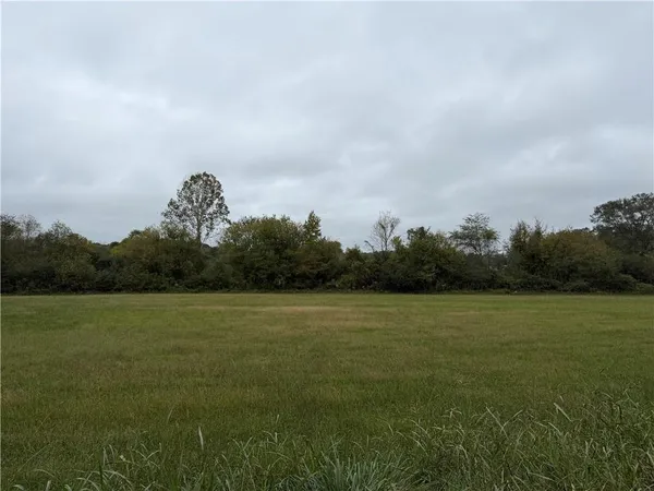 a view of a field with an trees