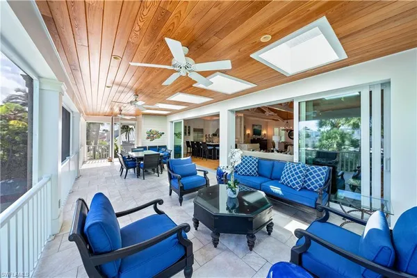 a outdoor living space with furniture