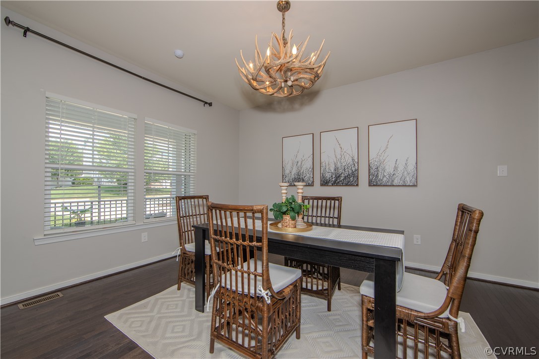 7649 Nicklaus Circle Moseley, VA 23120 - Photo 5 of 36 a dining room with furniture a window and a chandelier