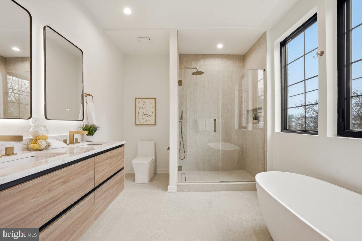 3554 T Street Northwest Washington, DC 20007 - Photo 24 of 54 Sunlit primary bath with Italian tile...