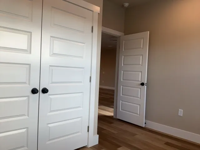 a view of a room that has a window in it