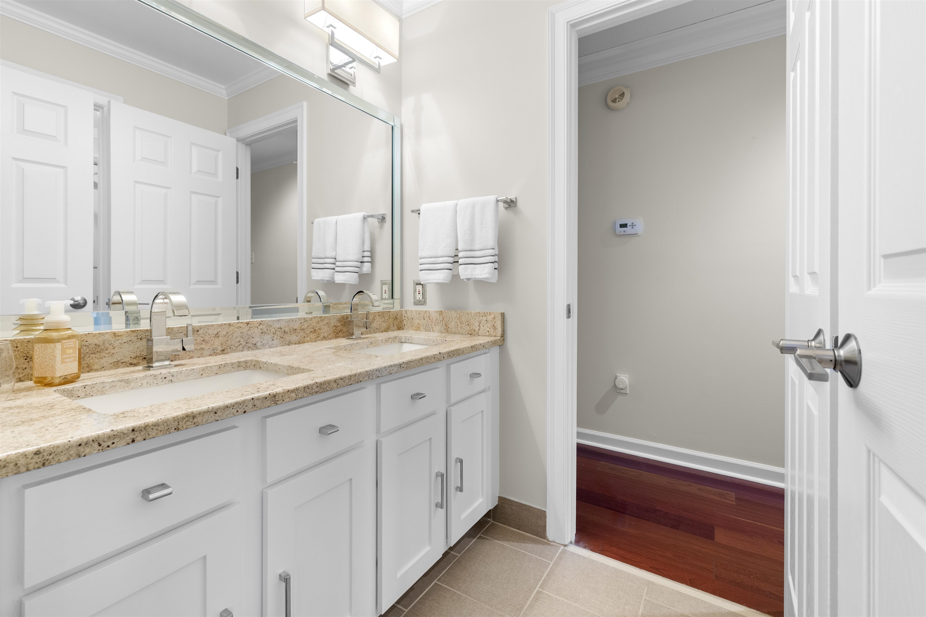 2163 Houston Pass Collierville, TN 38139 - Photo 23 of 30 a bathroom with a granite countertop sink and a mirror